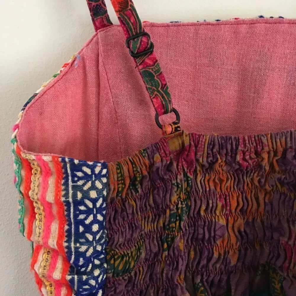 Boho patchwork multi color tunic tank top | Size Small - Picture 6 of 6